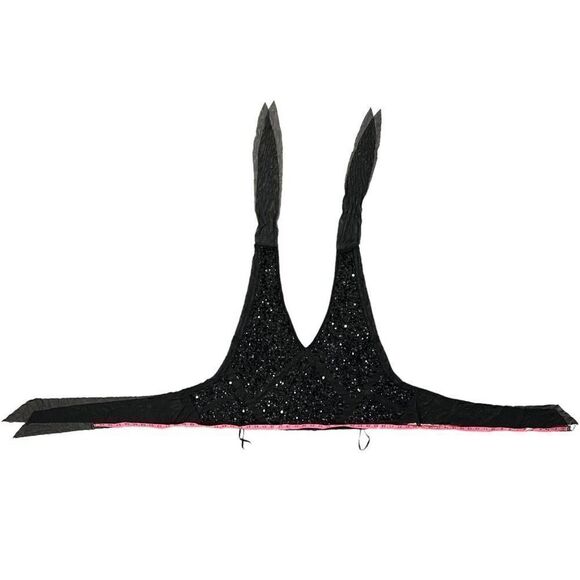 NWT Marciano by Guess black sequinned v neck tie back halter top sz L - Picture 5 of 16